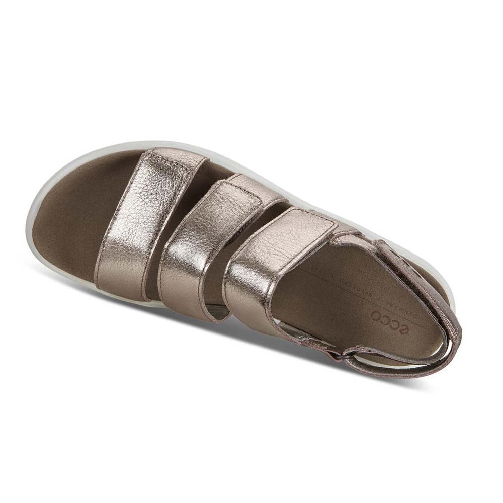 Women's Ecco Flowt Flat Sandals Silver | USA 179HAP